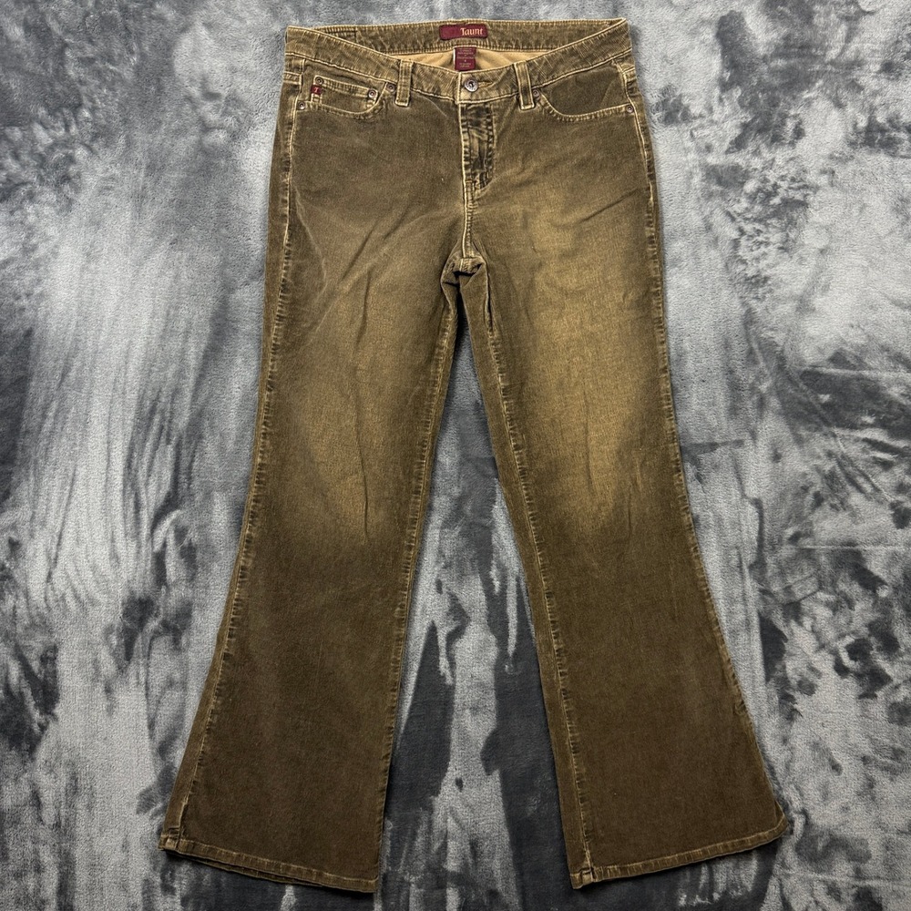 Taunt Corduroy Pants Womens Size 9 Brown Fair Flare Leg Mid Rise Stretch Cotton